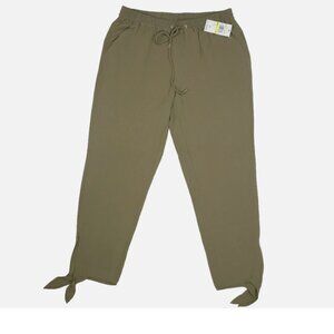 Michael Kors Side Tie Track Jogger Safari Green Capri Length DRAW STRING NEW M